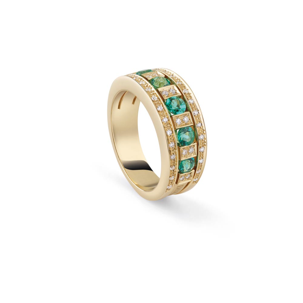 Yellow gold, diamonds and emeralds ring Belle Époque DAMIANI 20090157_c - 1