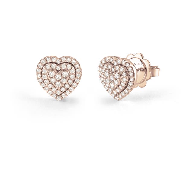 Pink gold earrings with diamonds