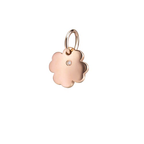 Pink gold and diamond charm - four-leaf clover My First DAMIANI 20100265 - 1
